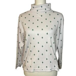 Idioms Holiday Christmas Tree Long Sleeve Shirt Top Festive Polka Dot Medium